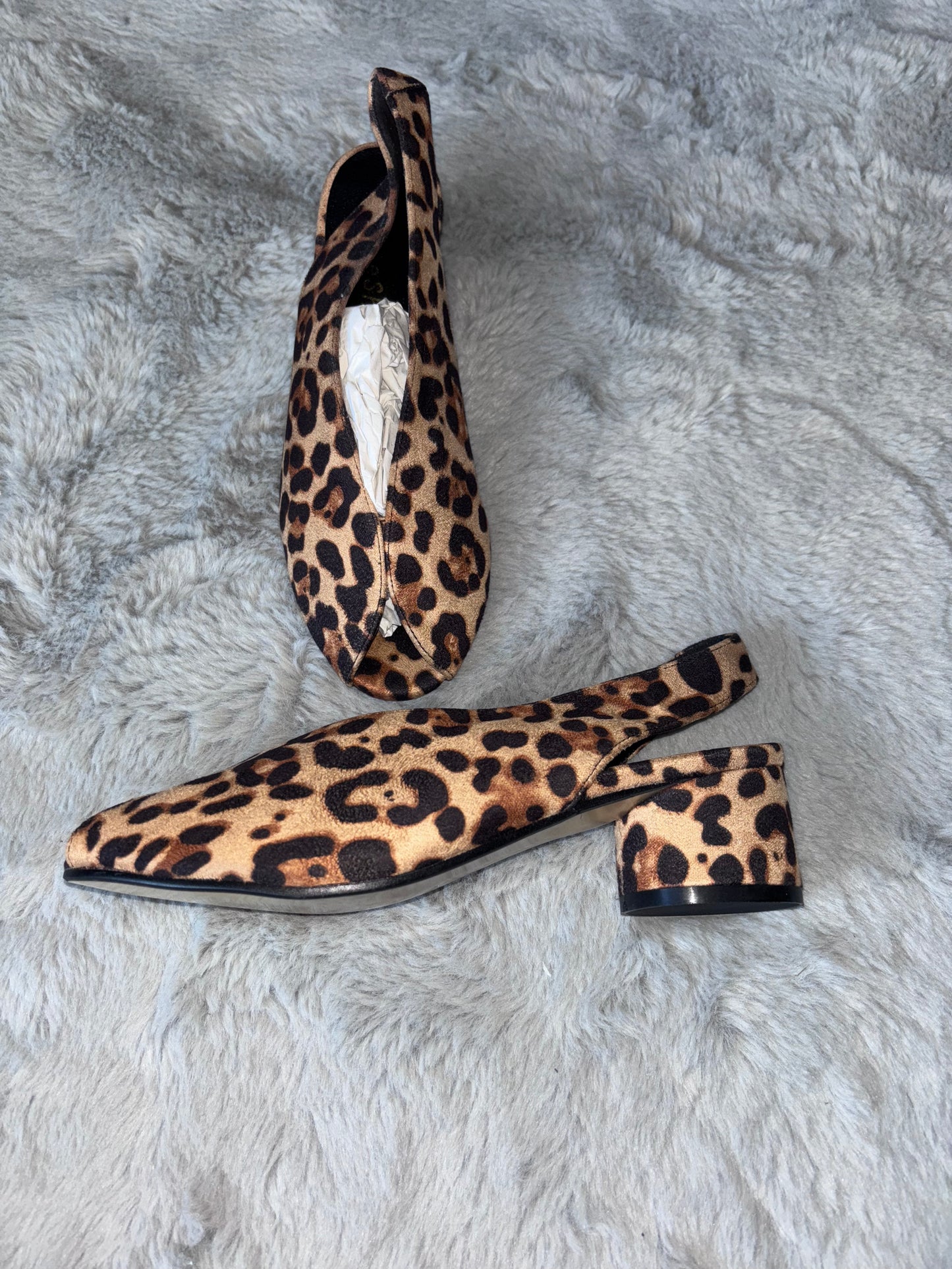 Amazon Low Block Heels Peep Toe Court Shoes Size UK 5 Animal RRP £34.28