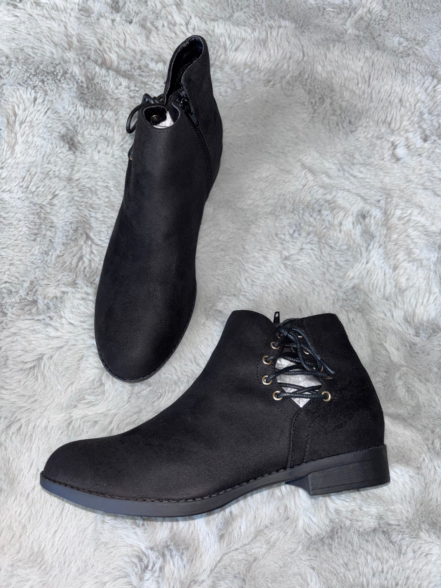 Amazon Lace-up Block Heel Ankle Boots Size UK 6 - Black RRP £29.39