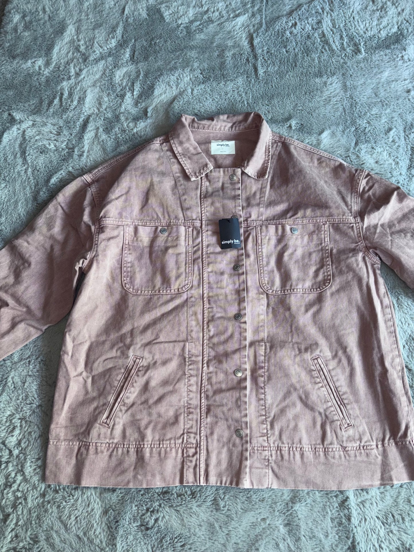 Simply Be Ballet Pink Denim Workwear Jacket Size 20 RRP £50