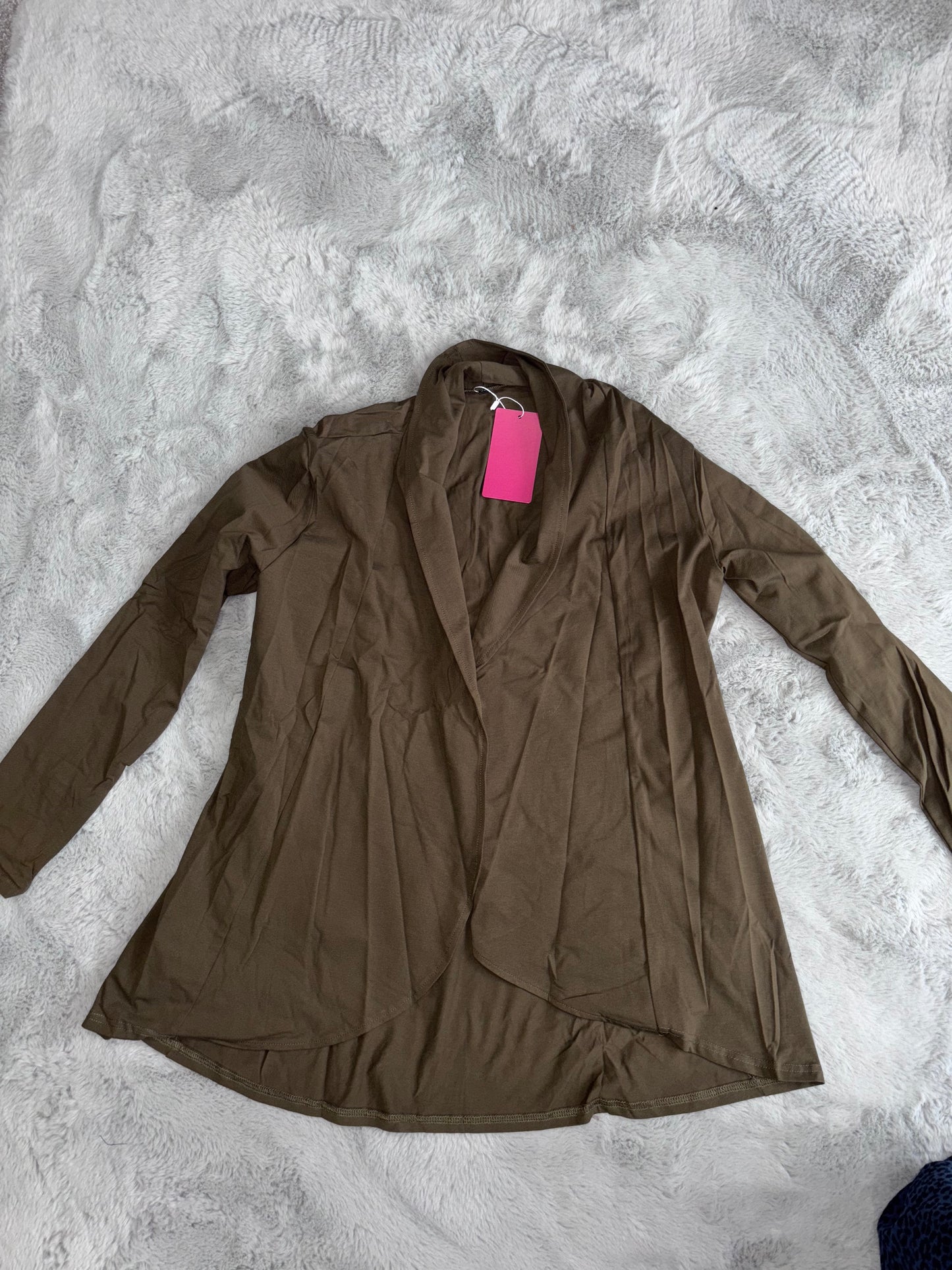 BNWT Amazon Open Front Long Sleeve Lightweight Cardigan Army Green Size XL RRP £23.98