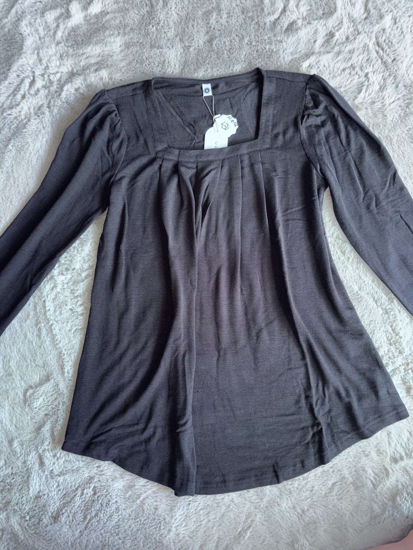Amazon Pleated V-Neck Tunic Top | Black | Size Small | RRP £16.57