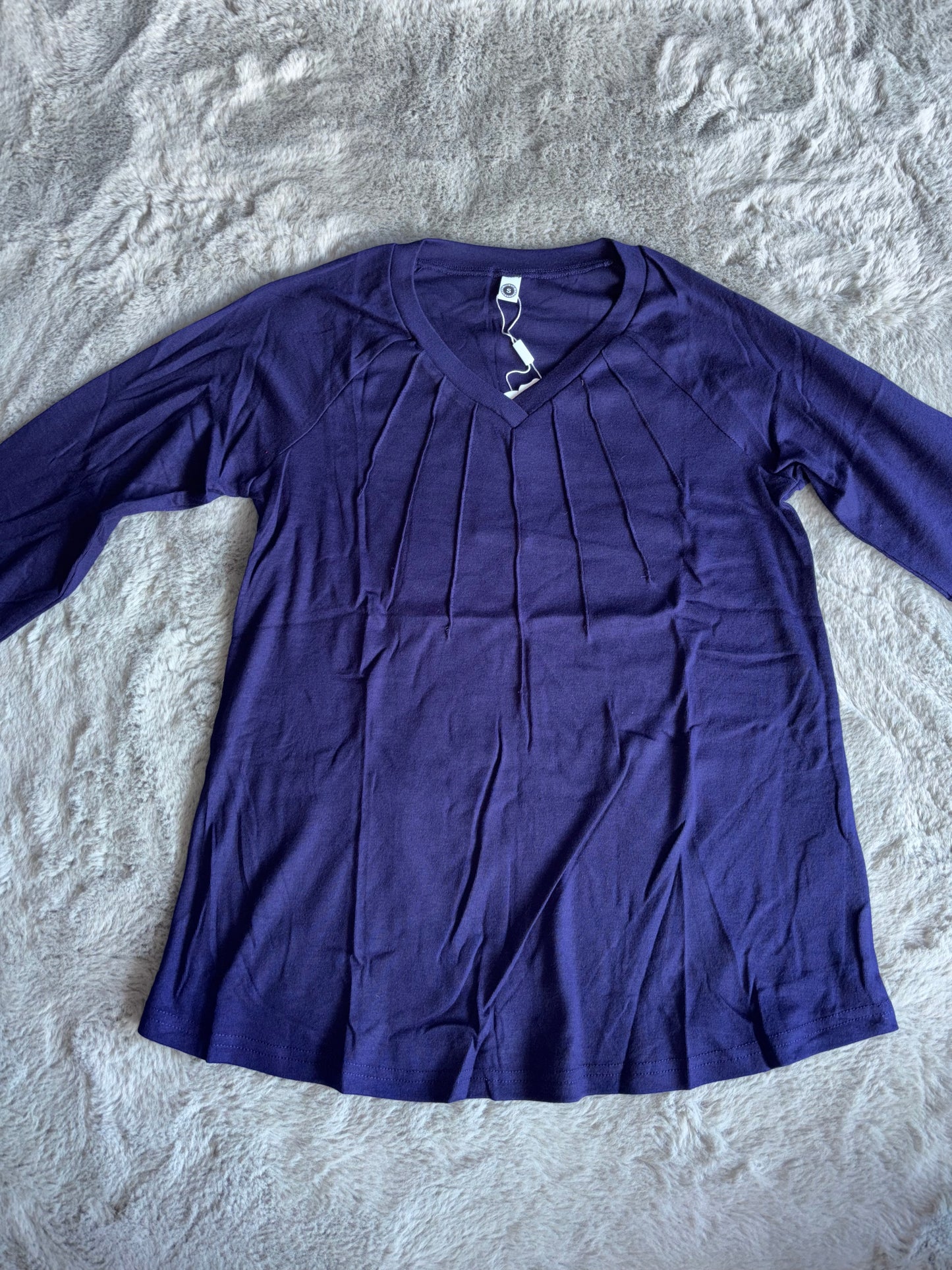 Amazon Pleated V-Neck Tunic Top | Blue | Size Small | RRP £16.57