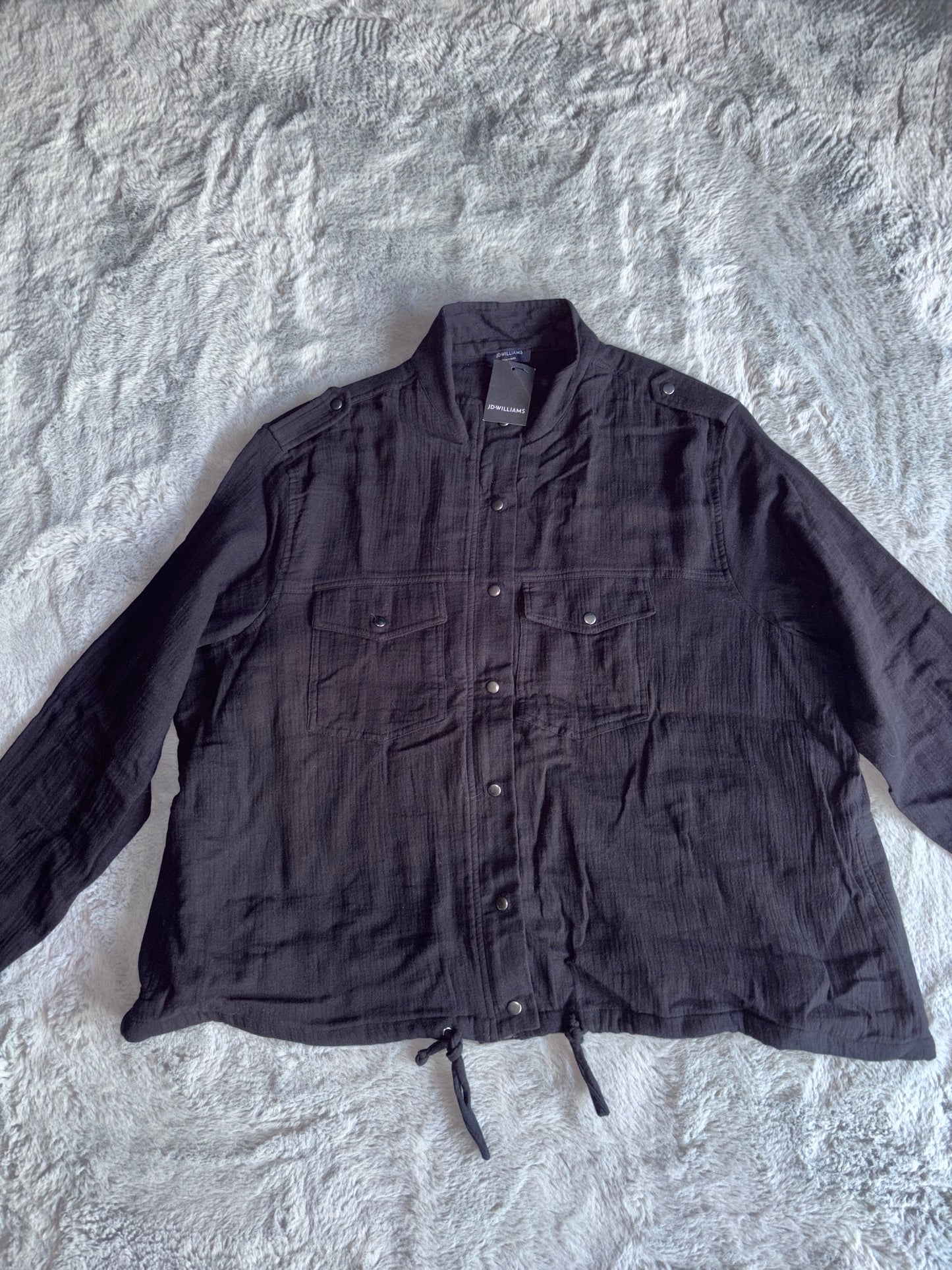 Black Textured Utility Jacket Size 24 RRP £40