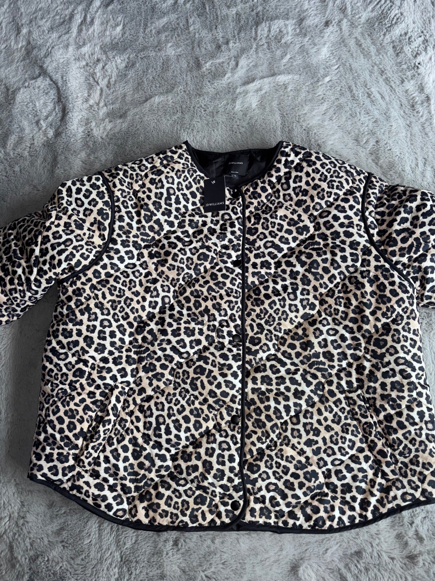 Leopard Print Quilted Jacket Size 16 RRP £50