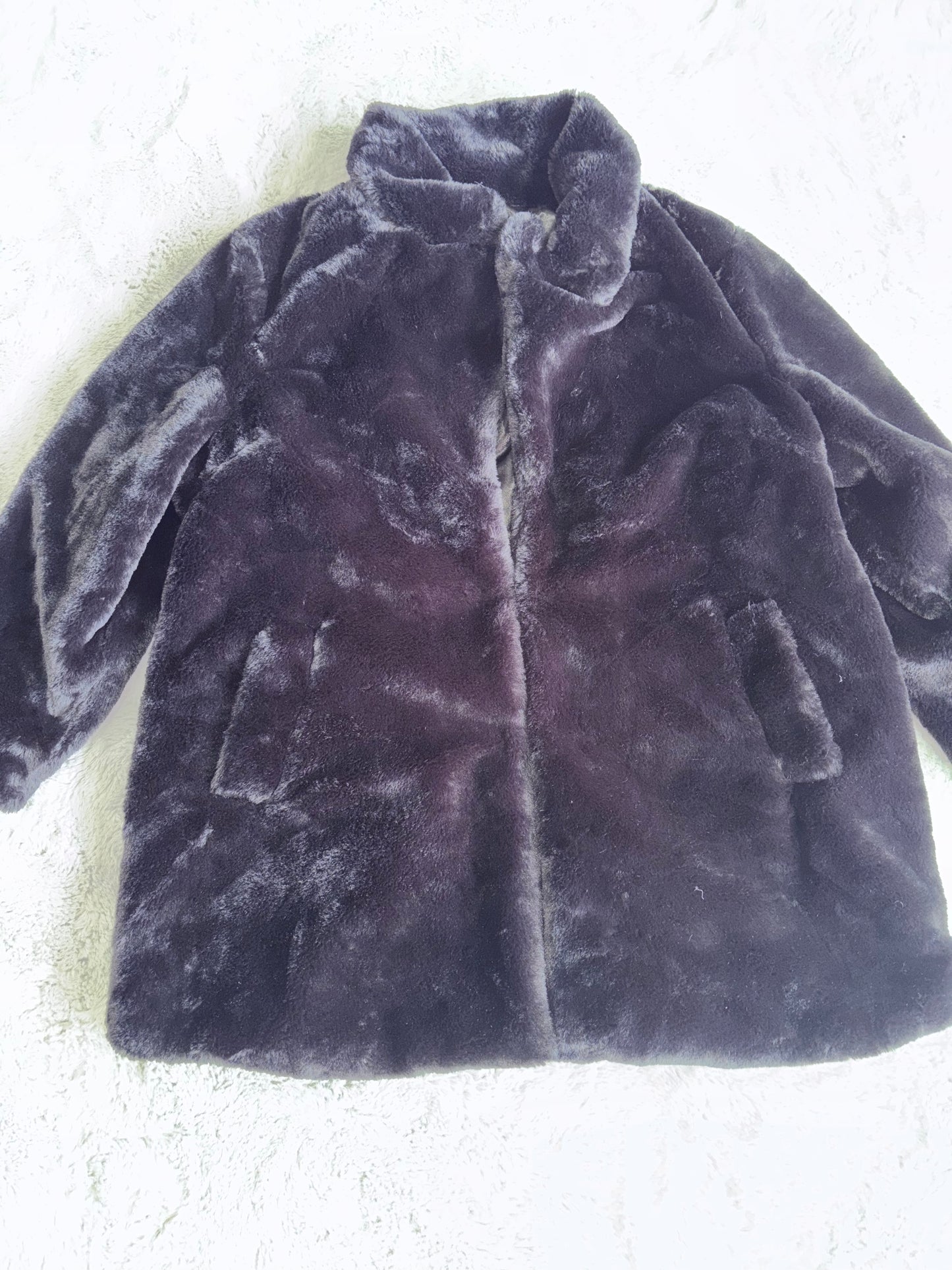 Black Plush Faux Fur Coat Size 22 RRP £80