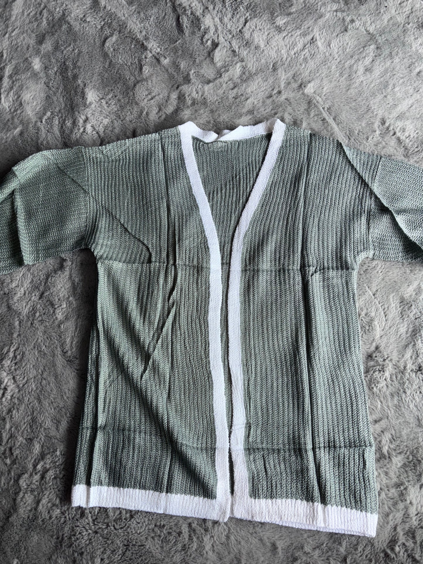Long Sleeve Chunky Knit Oversized Cardigan | Khaki | Size Large | RRP £29.99