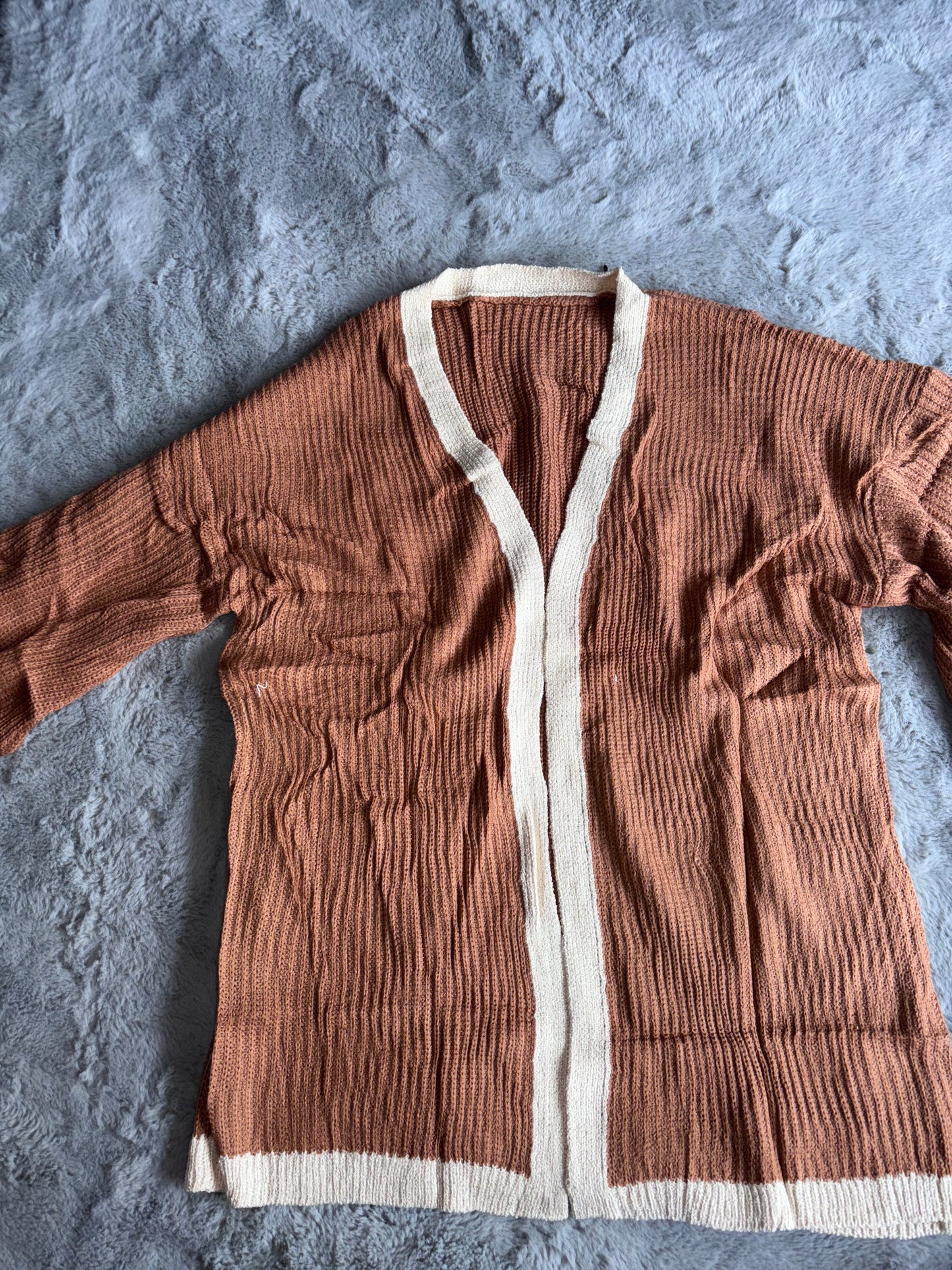 Long Sleeve Chunky Knit Oversized Cardigan | Brown | Size 2XL | RRP £29.99