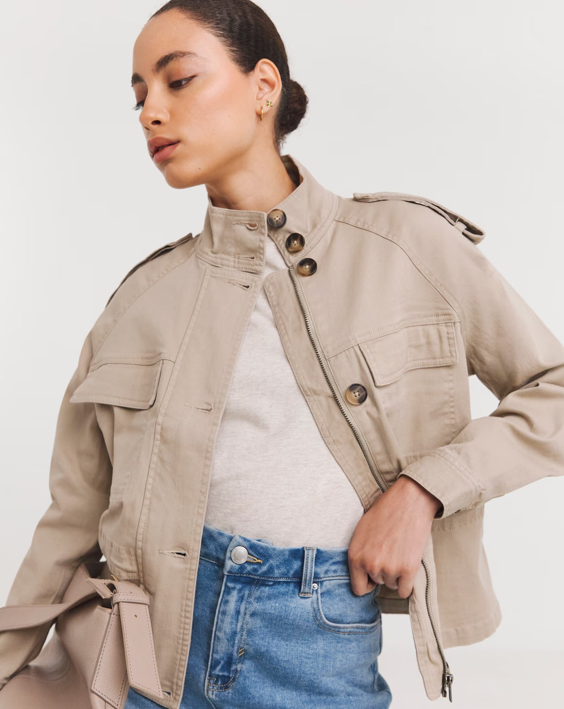 Simply Be Stone Relaxed Utility Jacket Beige Size 28 RRP £50
