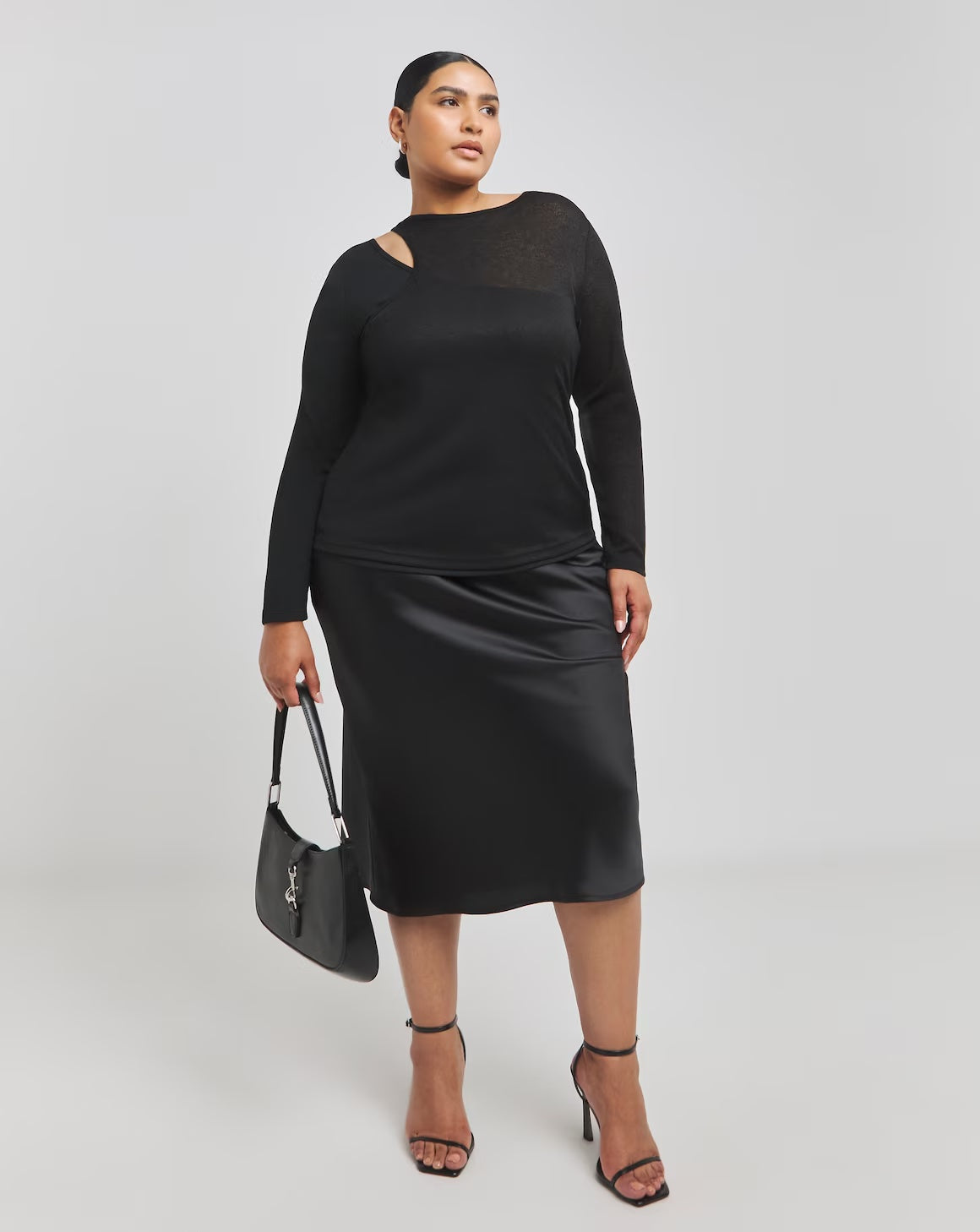 Simply Be Black Knit Look Jersey Top Cold Shoulder Size 24 RRP £25