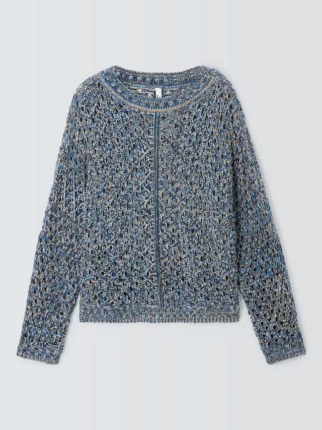 AND/OR Naomi Diamond Knit Jumper, Blue, Small