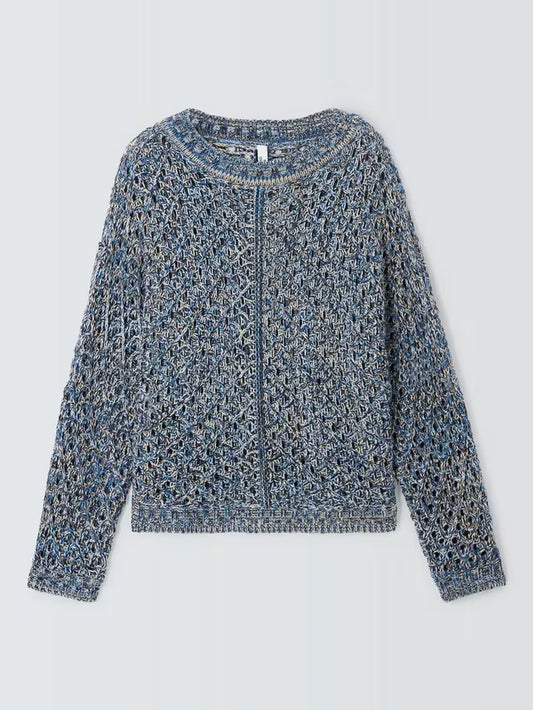 AND/OR Naomi Diamond Knit Jumper, Blue, Small