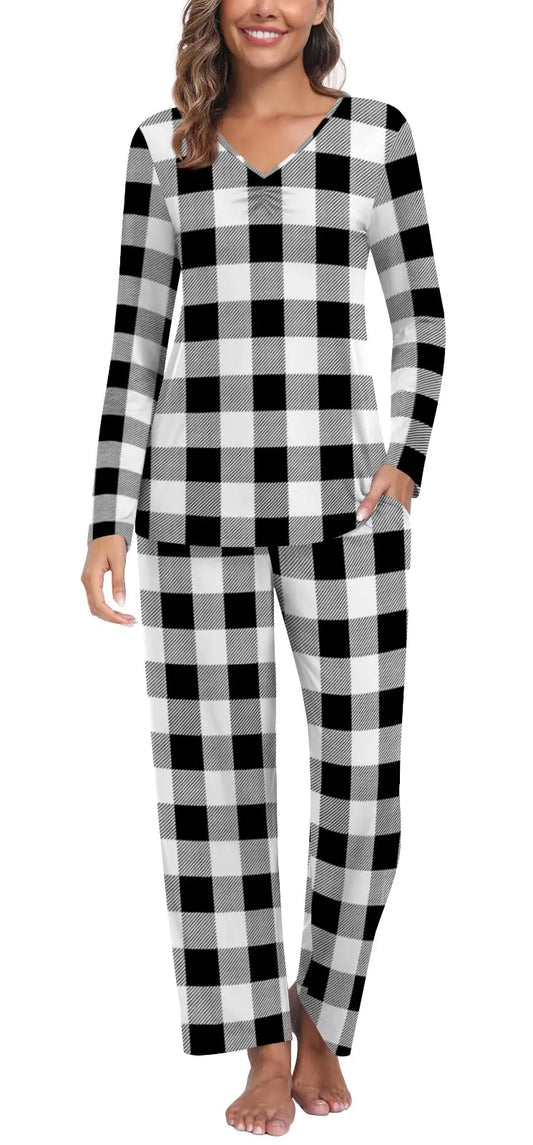 BNWT Black and White Checked Pjyamas Set Size XL RRP £19.99