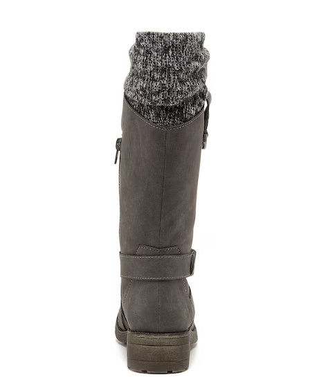 Rocket Dog Tesla Knitted High Leg Boots D Fit Charcoal Size UK 7