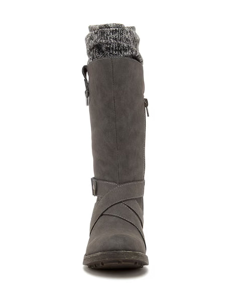 Rocket Dog Tesla Knitted High Leg Boots D Fit Charcoal Size UK 7