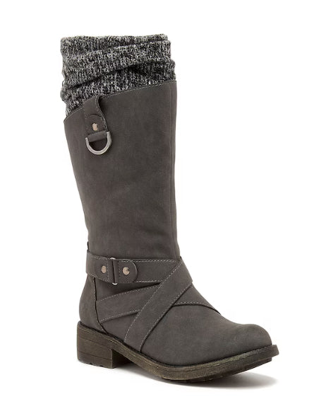Rocket Dog Tesla Knitted High Leg Boots D Fit Charcoal Size UK 7