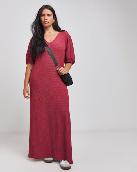 Simply Be Rose Textured Jersey Asymmetric Seam Maxi Dress Size 22 RRP £44