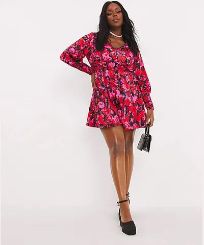 Simply Be Jacquard Pink Floral Playsuit Size 24