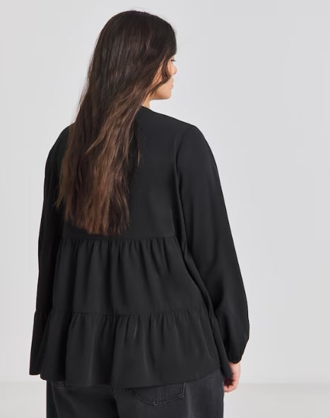 Simply Be Black Tiered Smock Top Size 24 RRP £26