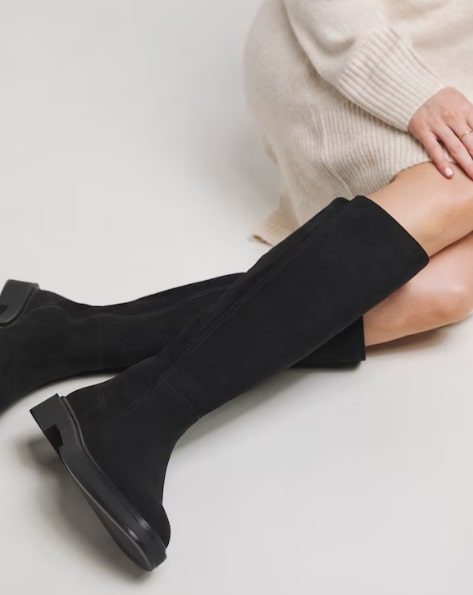 Perry Stretch Back Panel Flat Knee High Boots Wide E Fit Standard Calf Size 6 RRP £60.00