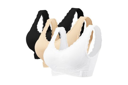 Amazon BNWT Pack of 3 Wireless Lace Bras White/Black/Natural Size Large (12-14) RRP £23.99