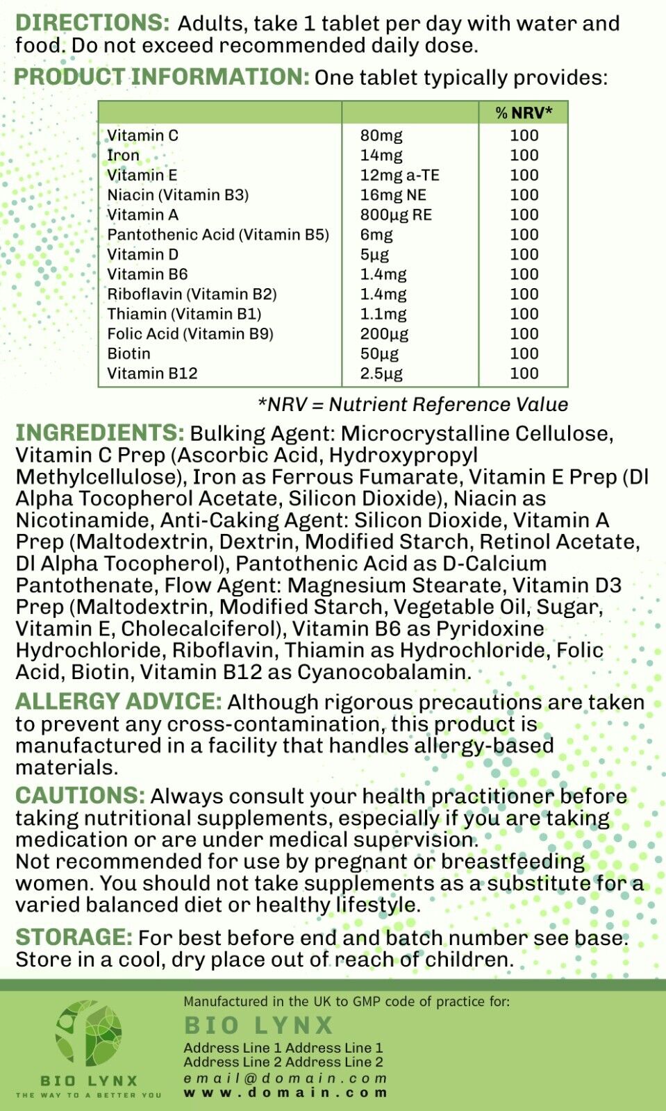 Multi Vitamins with Iron Supplement - 180 Tablets