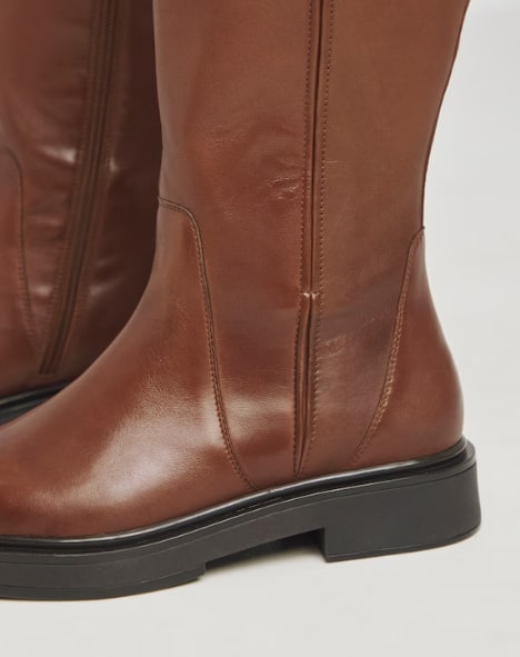 Andy Leather Stretch Seam Knee High Flat Boots Extra Wide EEE Fit Curvy Calf Size UK 8 RRP £95