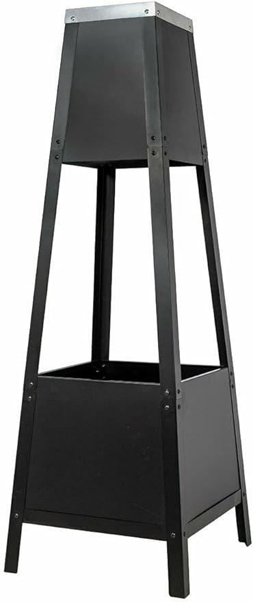 La Hacienda Contemporary Silver Top Chimenea - Black RRP £89.49 Log Burner | Patio Heater|  Stove | Fire Pit | BBQ Chiminea