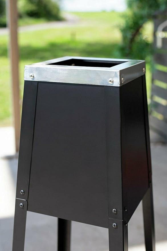 La Hacienda Contemporary Silver Top Chimenea - Black RRP £89.49 Log Burner | Patio Heater|  Stove | Fire Pit | BBQ Chiminea