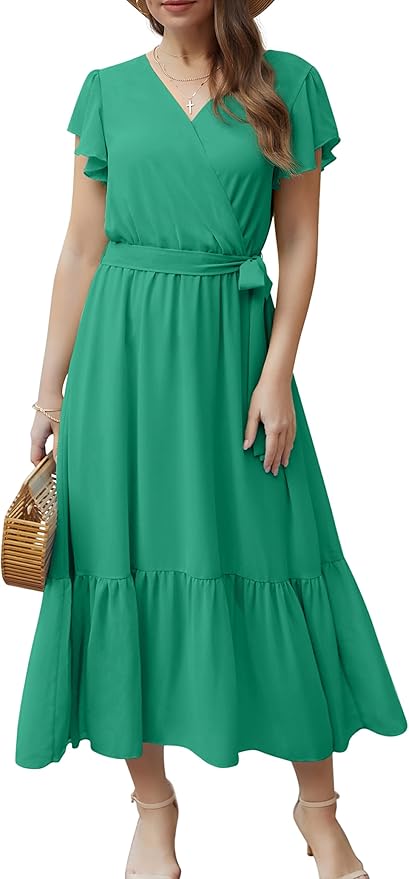 BNWT GRECERELLE Womens Summer Wrap Maxi Dress Green Size S (8-10) RRP £19.99