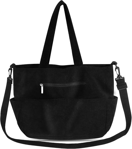Amazon Black Corduroy Tote Bag for Work, Travel, School, College RRP £22.99