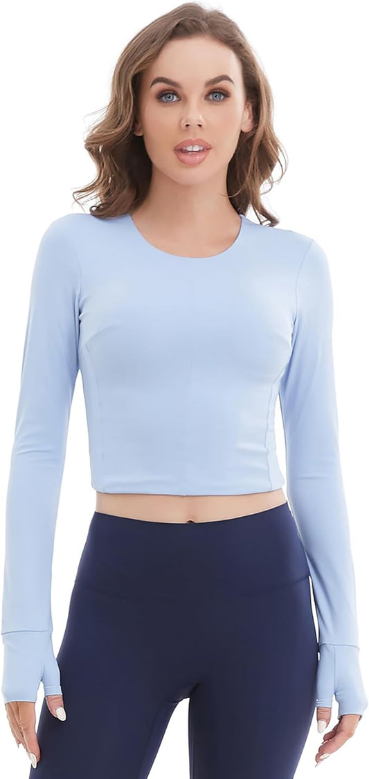 Amazon Long Sleeved Yoga Top Fitness Gym Blue Size Large RRP £20.98