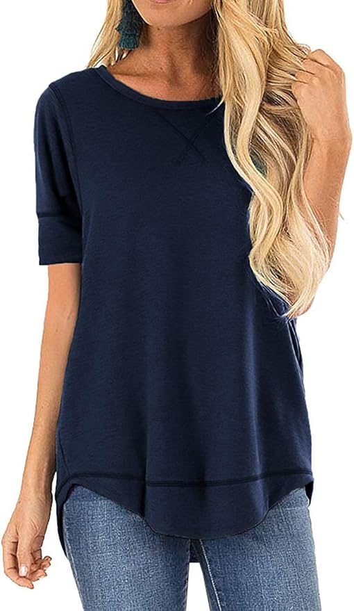 Amazon Short Sleeve Side Split Tunic Top | Casual T-Shirt | Navy | Size Small | RRP £19.98