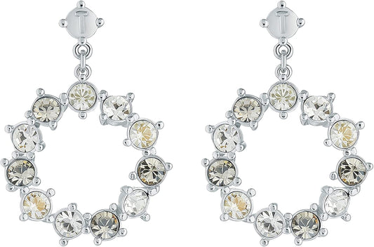 Ted Baker Crissty Large Crystal Hoop Drop Earring (Silver Tone/Clear Multi Crystal) RRP £45