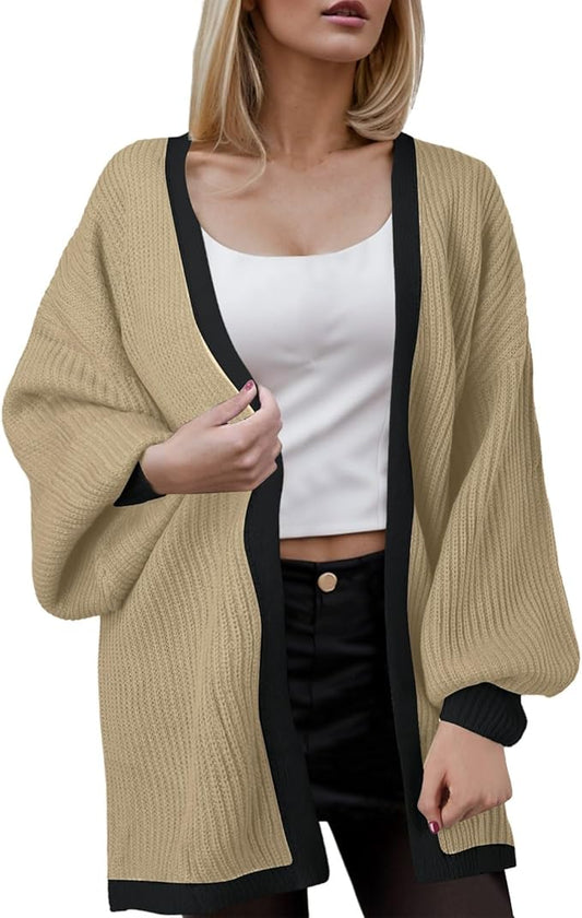 Long Sleeve Chunky Knit Oversized Cardigan | Beige | Size Small | RRP £29.99
