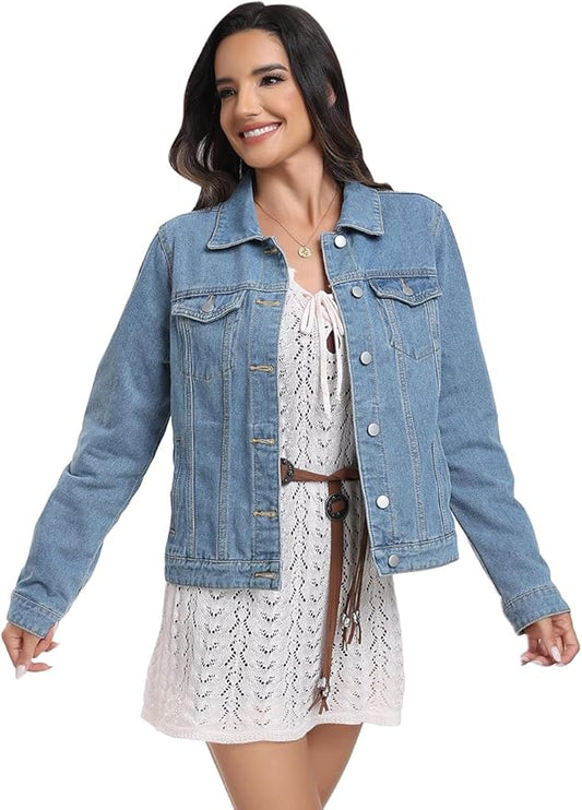 Amazon Retro Light Blue Denim Jacket Size XS (UK 6-8) RRP £29.99