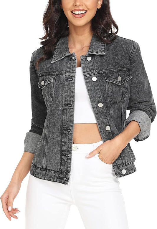 Amazon Retro Black Denim Jacket Size XS (UK 6-8) RRP £29.99