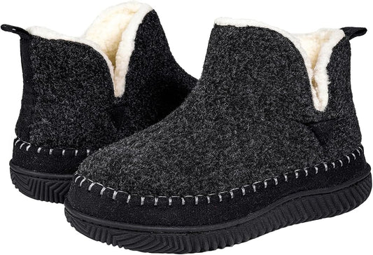 Amazon Grey Moccasin Bootie Slippers Memory Foam Hard Soles UK 7 RRP £18.36