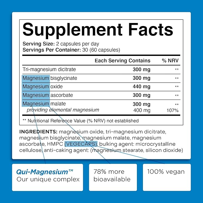 Magnesium Complex Food Supplement - High Strength Magnesium 60 tablets