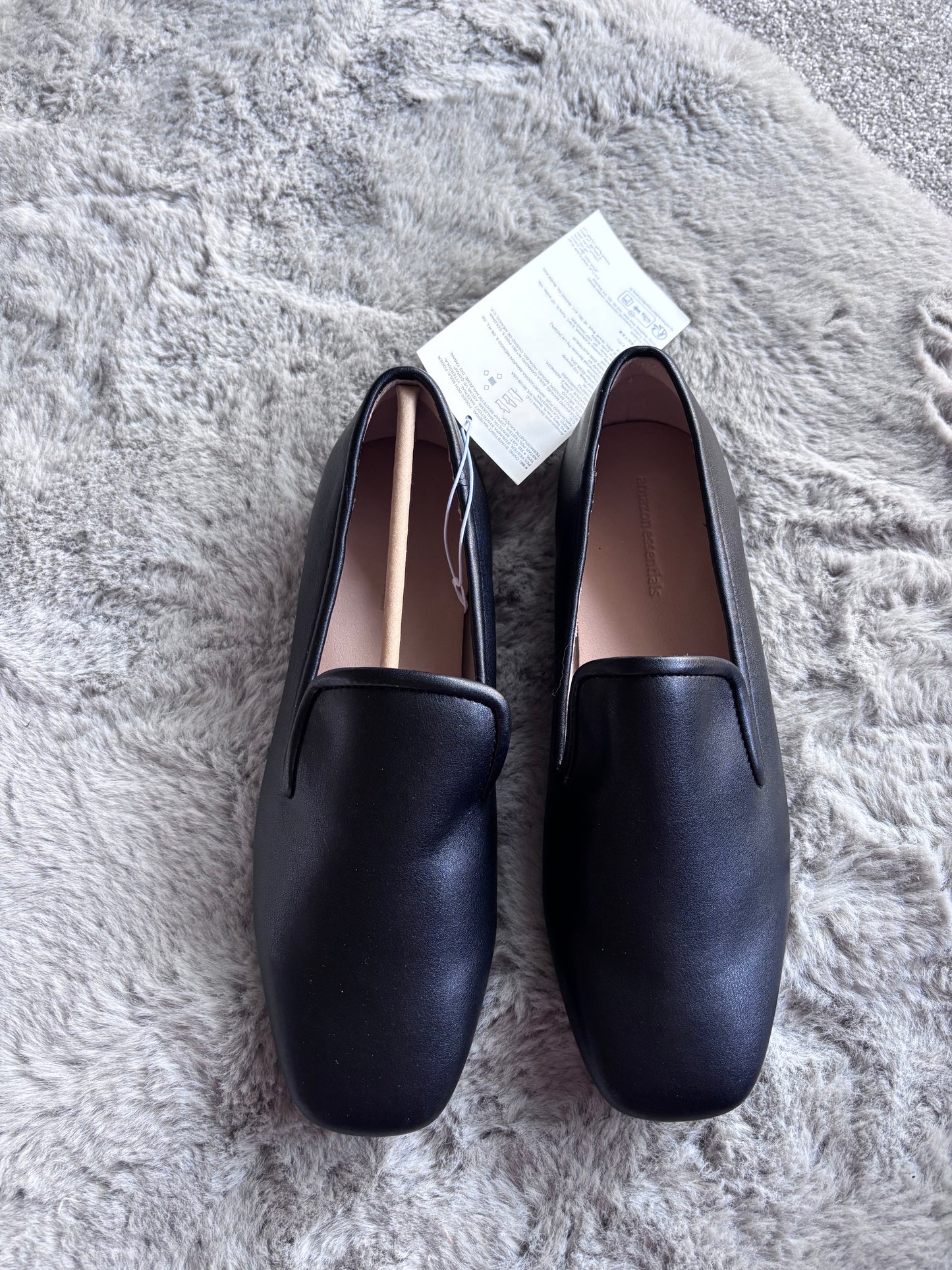 Amazon Essentials Soft Loafers Black Faux Leather Size UK 6.5 RRP £34