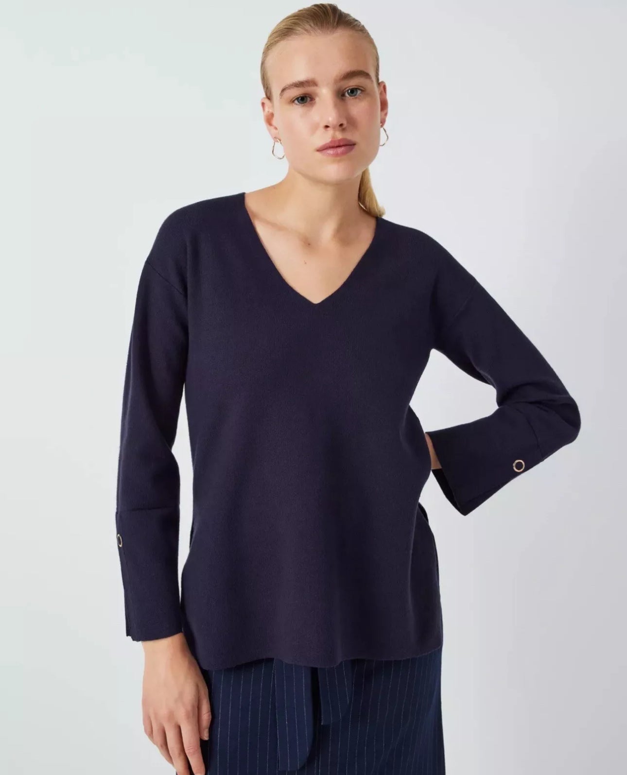 John Lewis V-Neck Knit Tunic Navy Size 10 BNWT RRP £45