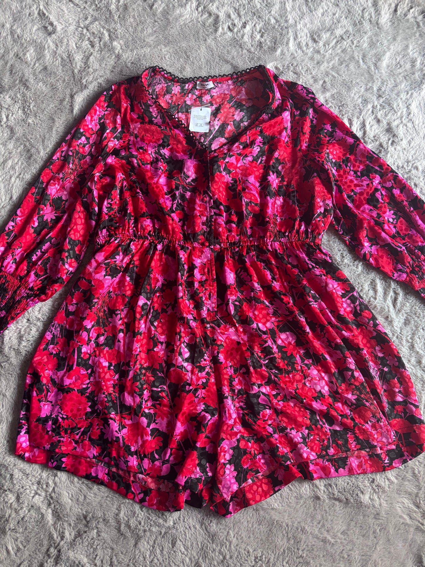 Simply Be Jacquard Pink Floral Playsuit Size 24