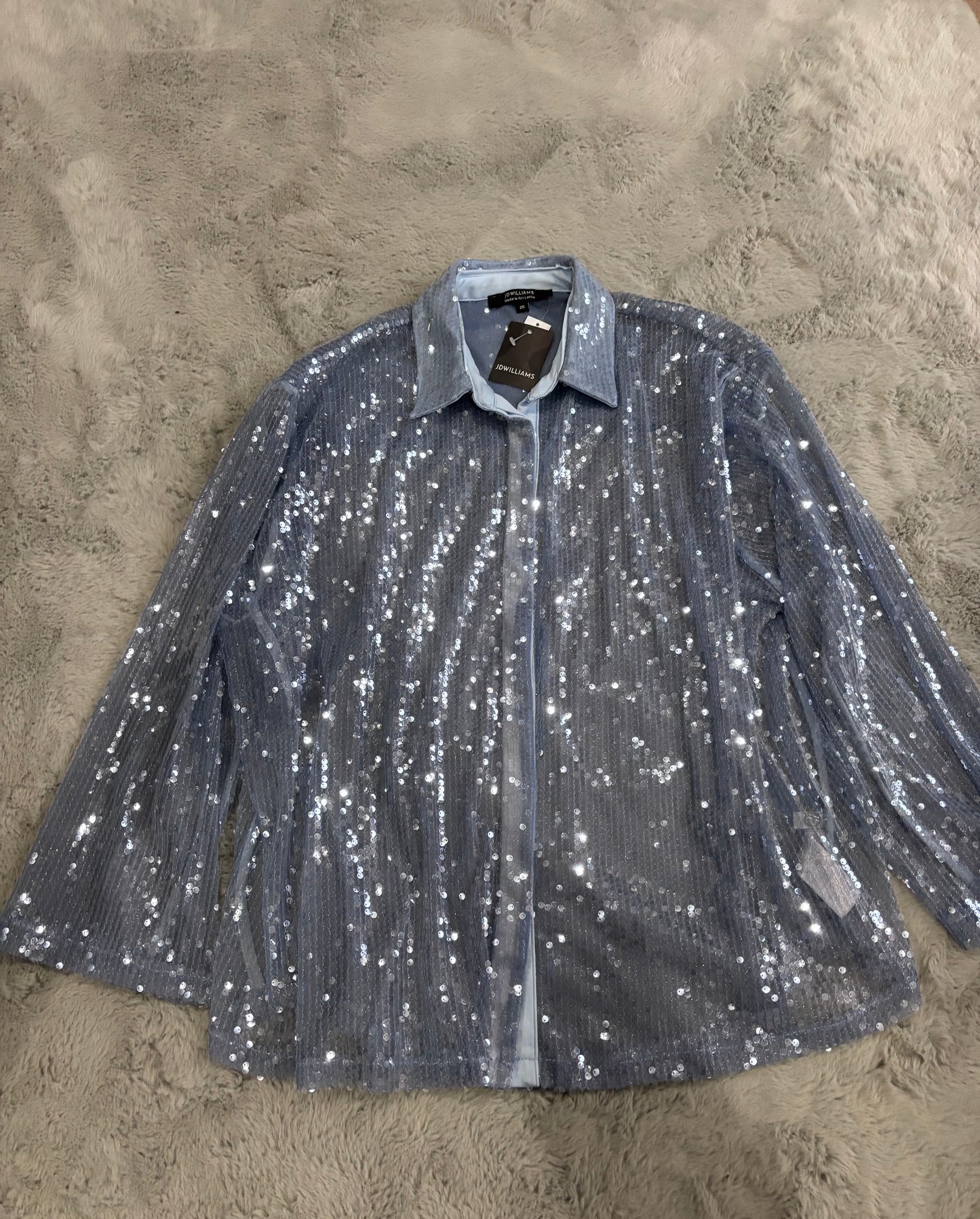 Sequin Relaxed Shirt - Blue Size 20