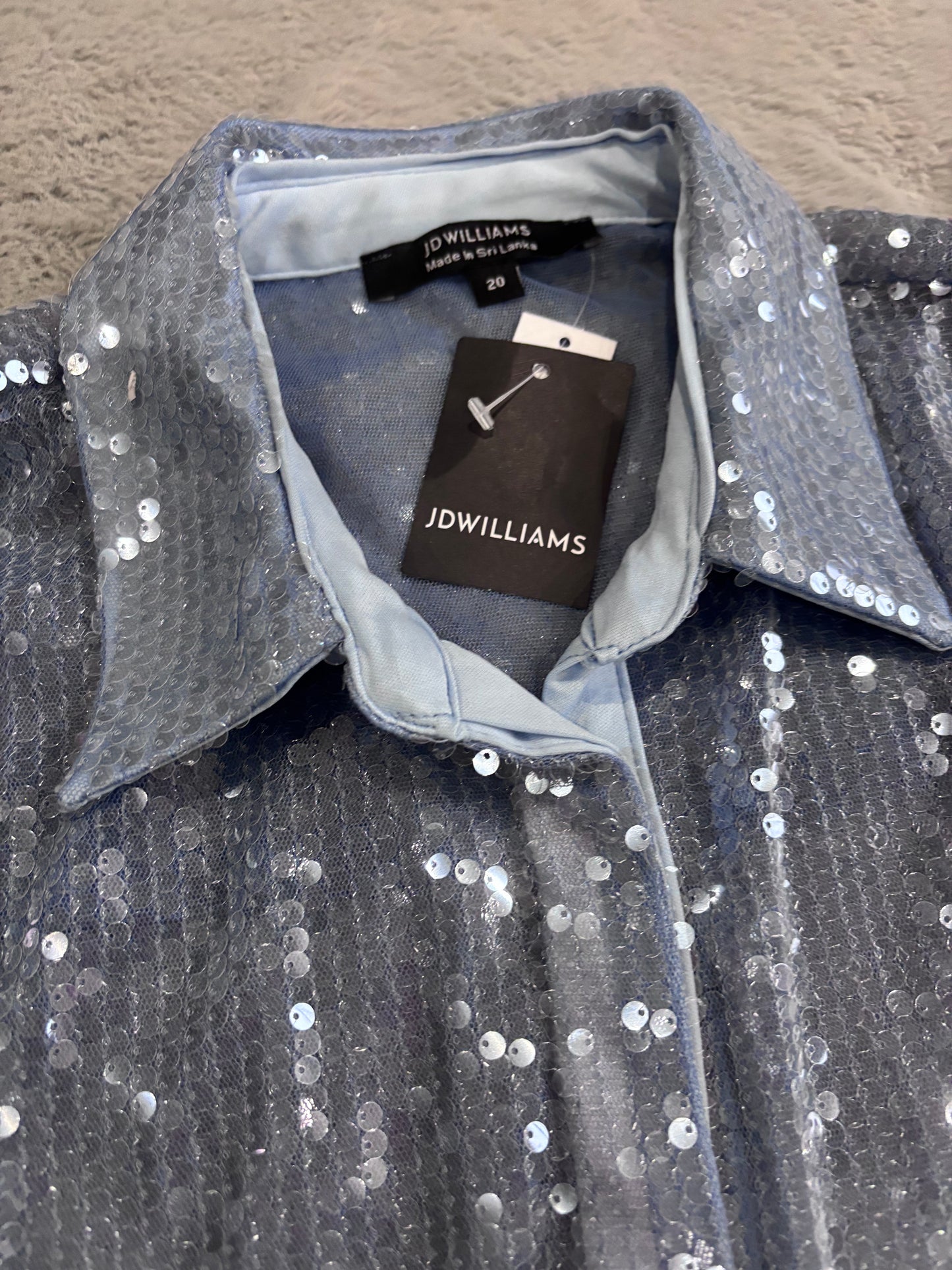 Sequin Relaxed Shirt - Blue Size 20