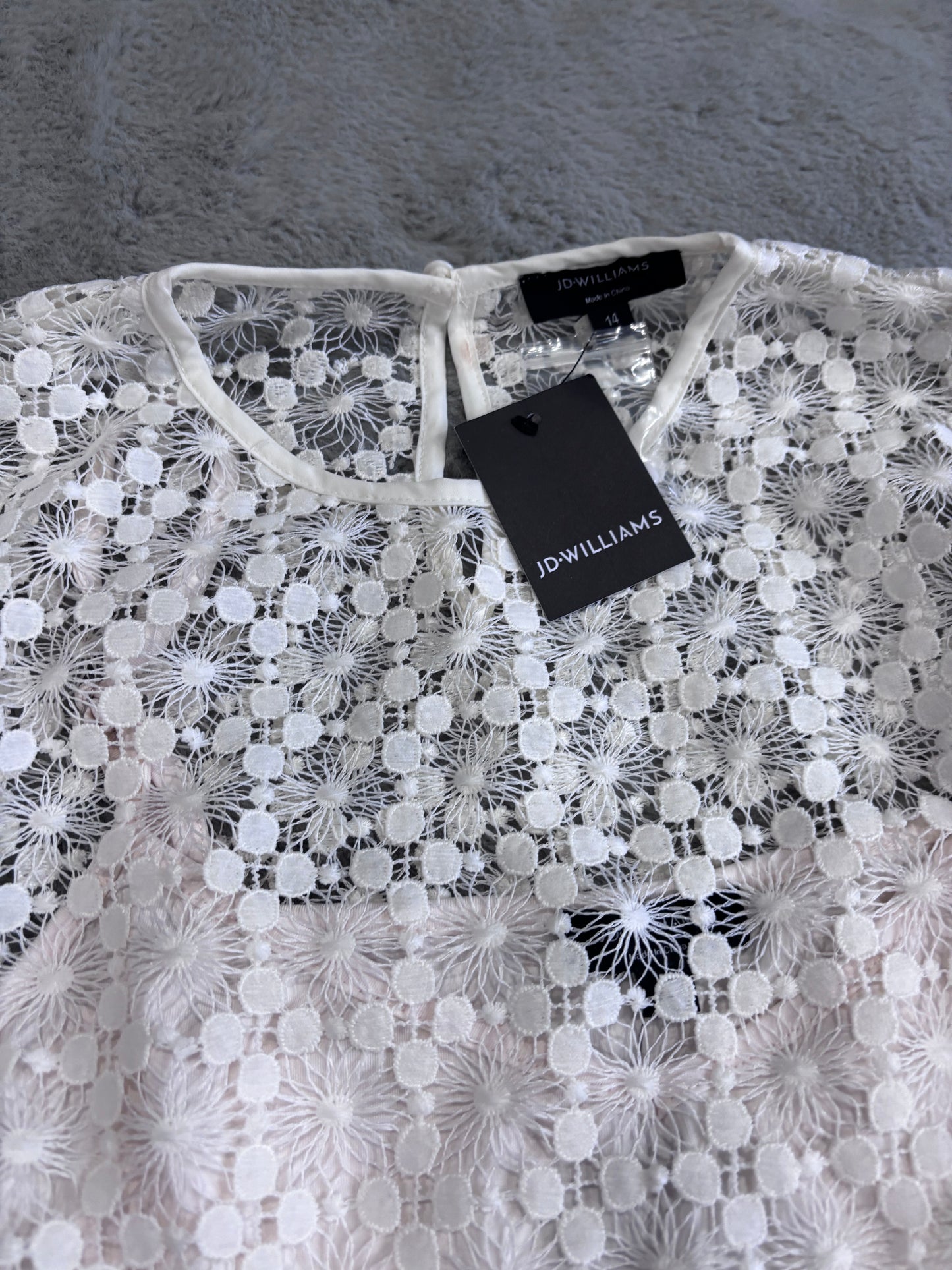 JD Williams Lace Bishop Sleeve Blouse Size 14