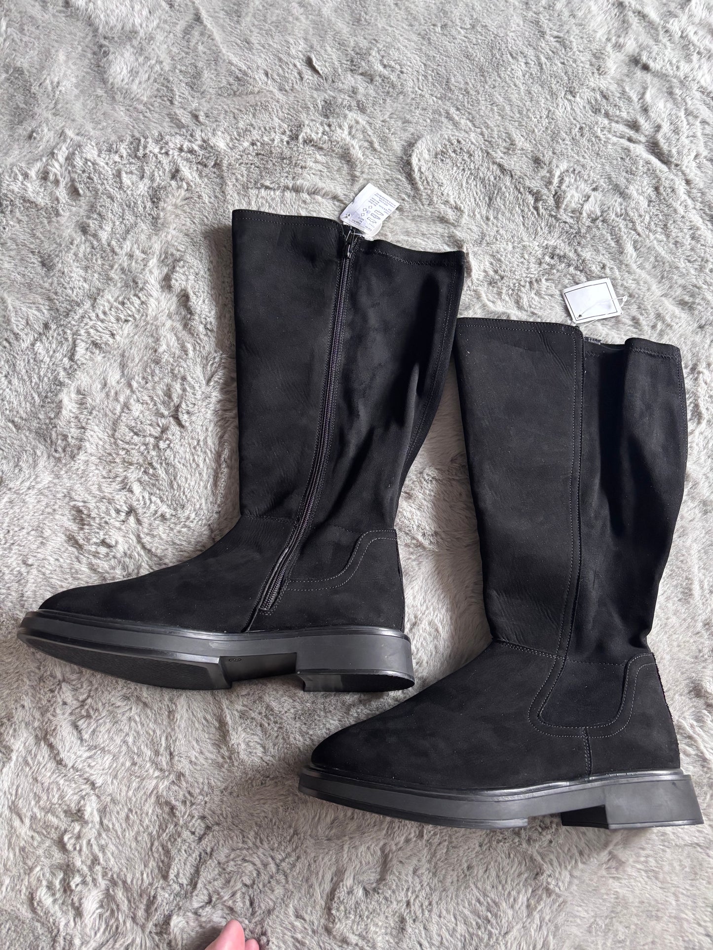 Perry Stretch Back Flat Knee High Boots Extra Wide Fit Curvy Calf Size UK 6 RRP £60