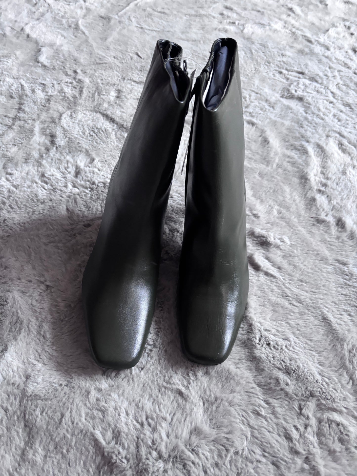 Olive Green Leather Square Toe Boot E Fit Size UK 6