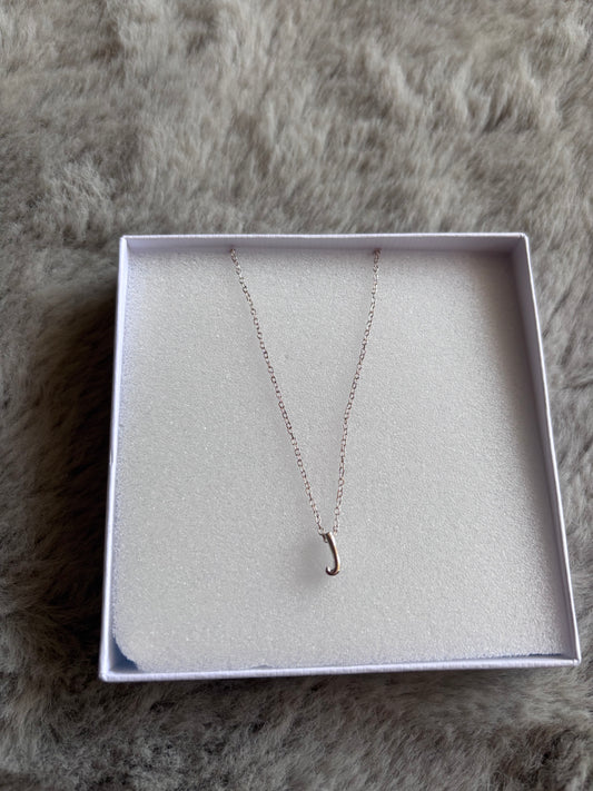 Sterling Silver 9mm Initial Necklace 'J'