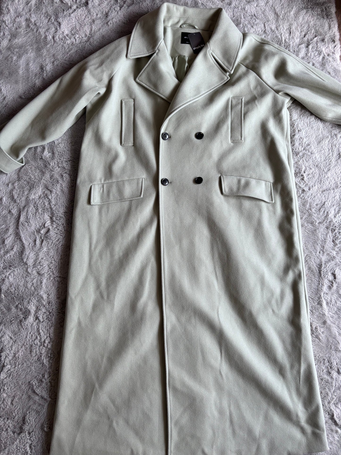 Simply Be Sage DB Faux Wool Coat Size 20