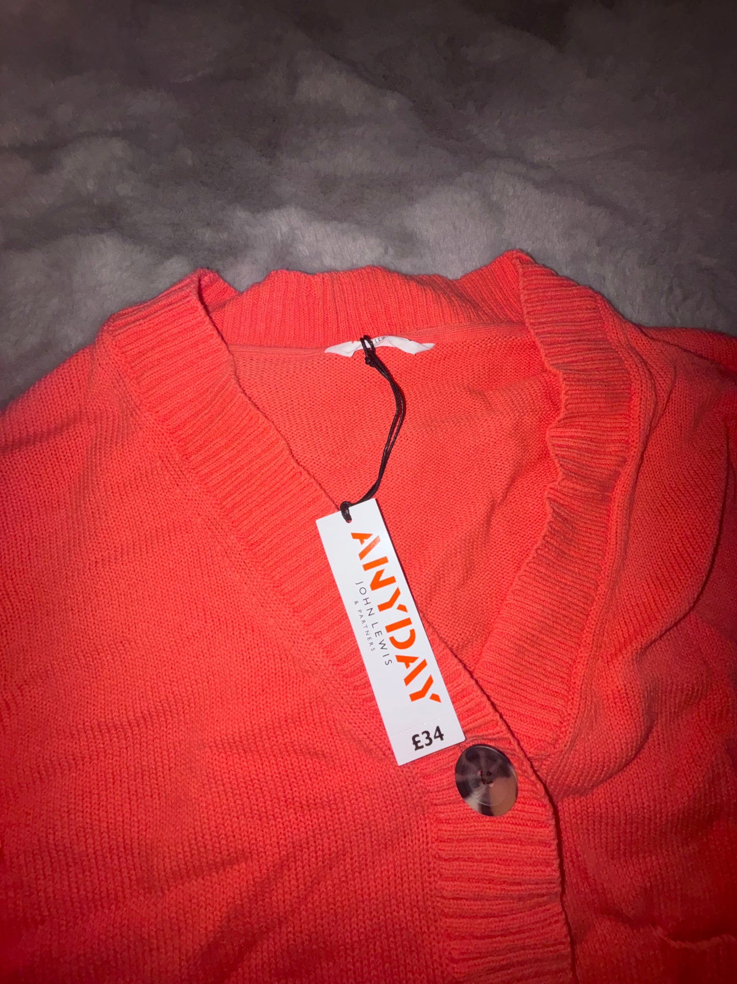 BNWT John Lewis Patch Pocket Cardigan Coral Size S RRP £34