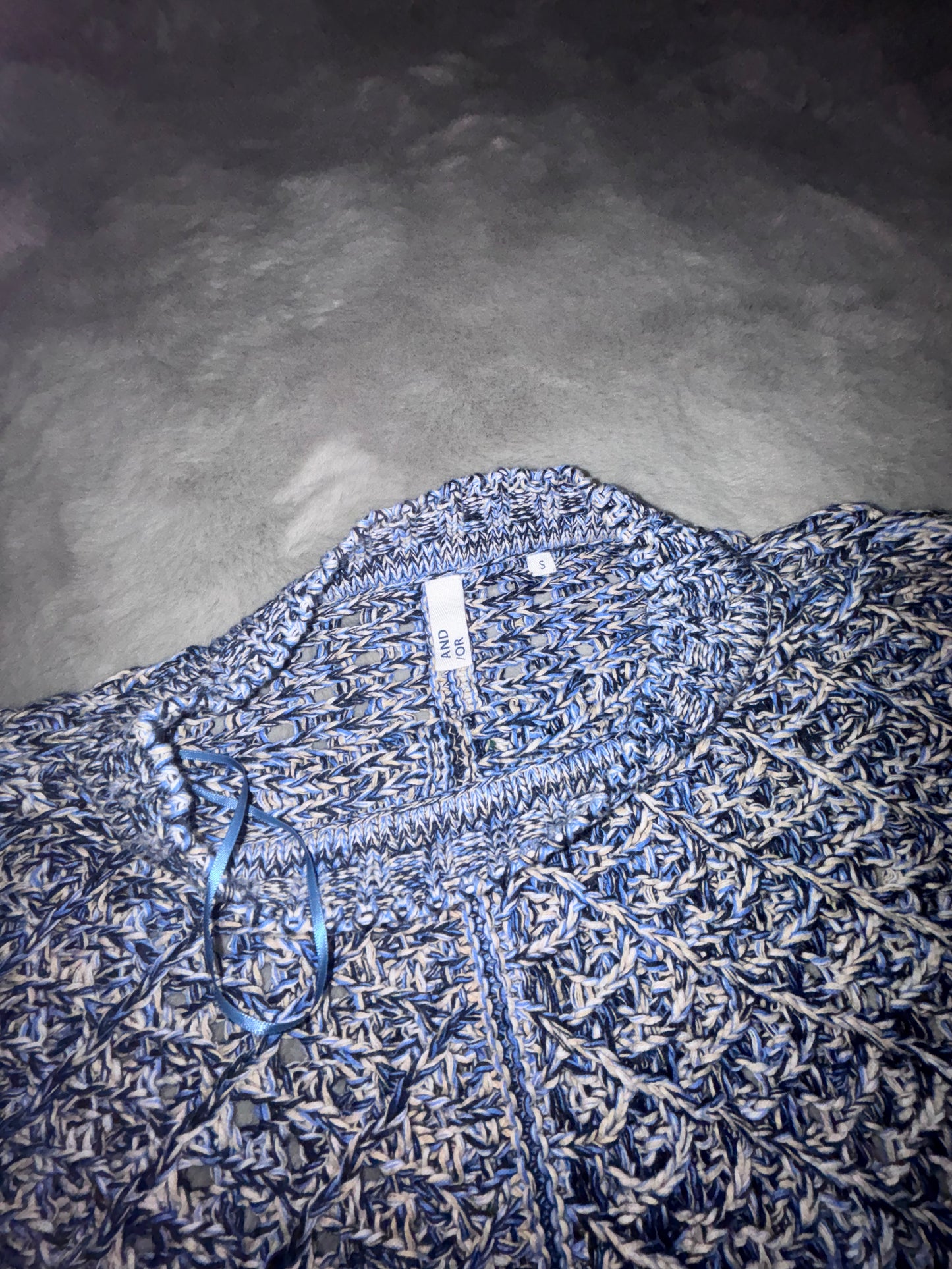 AND/OR Naomi Diamond Knit Jumper, Blue, Small